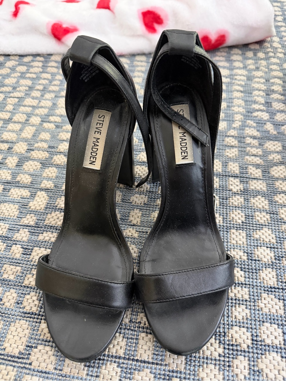 Steve Madden Black Open-Toe Ankle-Strap Heels